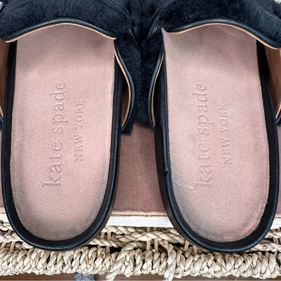 Kate Spade Cici Faux Fur Embellished Mules Flats Black Sz 7 - Picture 7 of 15